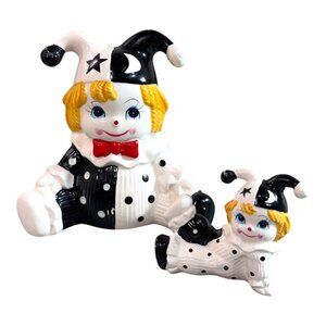 Star & Moon Harlequin Jester Piggy Bank Canada by Giftcraft Vintage 1980s Lot 2